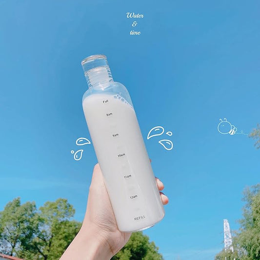 Clear Glass water bottle with Time Scale