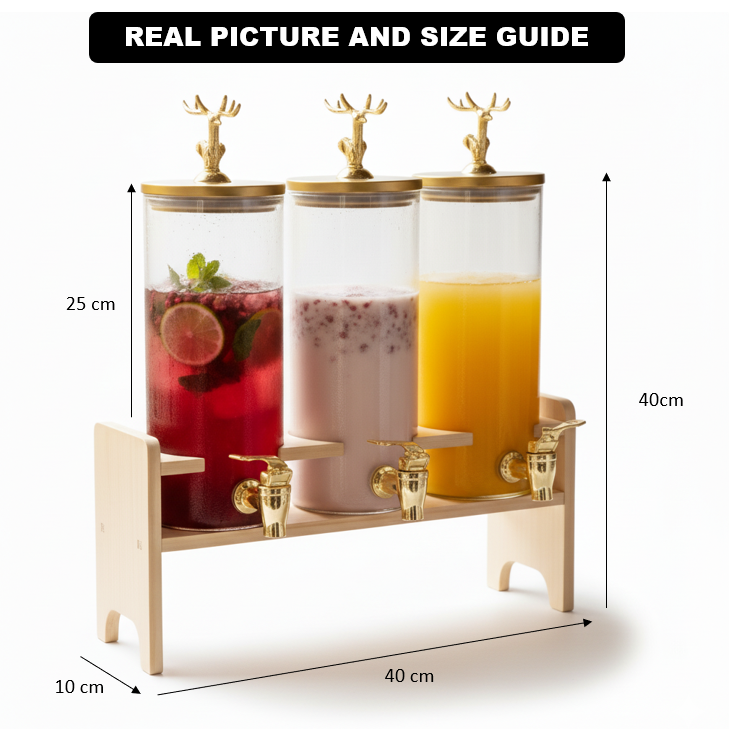 Antler-Topped Dispenser with Airtight Lid and Bamboo Stand – 3-Piece