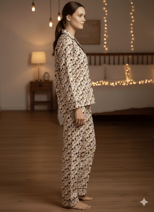 Digital Printed Button Down Night Suit - PNS-016