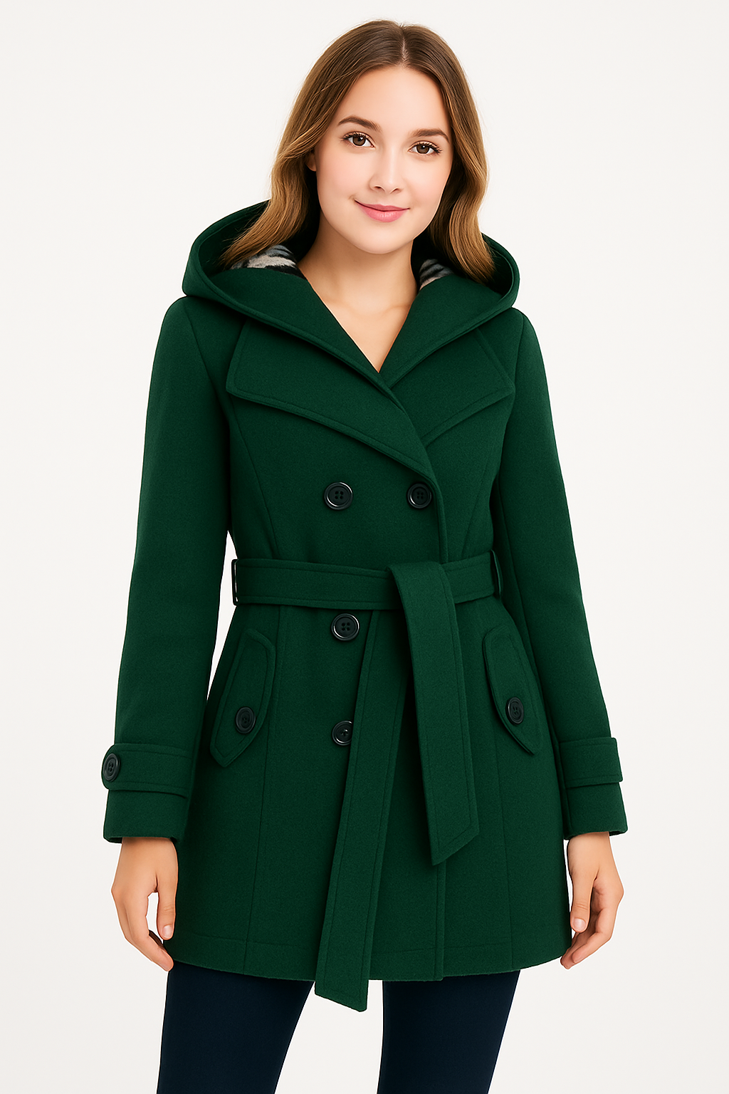 WOMEN LONG COAT - GREEN LONG COAT Bloomstyle