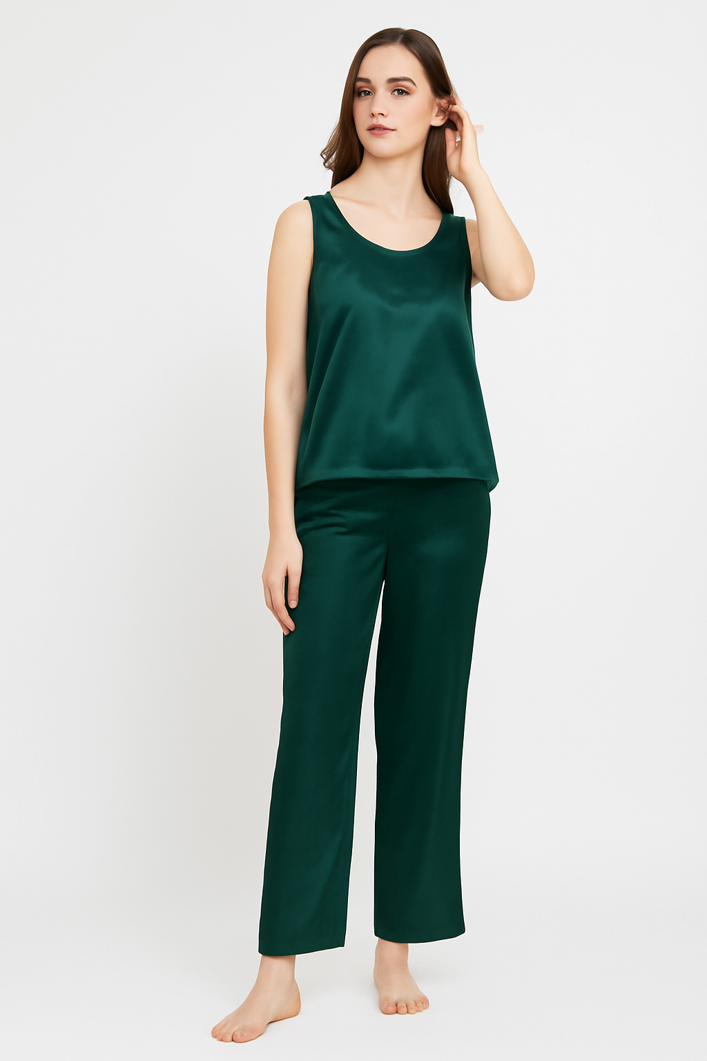 SILK TOP & PAJAMA SET - GREEN Silk Top & Pajama Bloomstyle