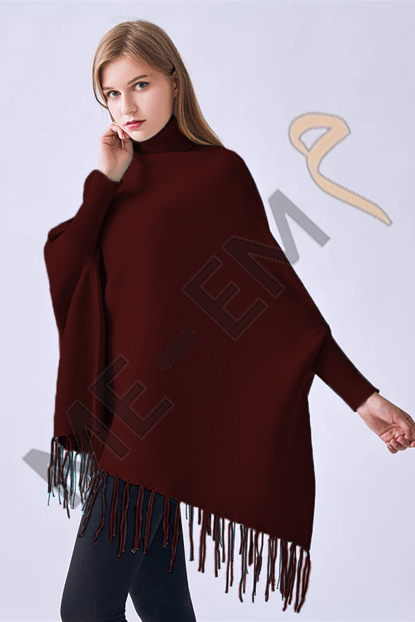 PLAIN PONCHO - MAROON PLAIN PONCHO Bloomstyle