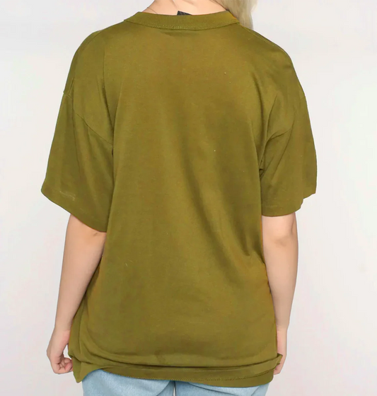 DROP SHOULDER T-SHIRT - OLIVE Women T-Shirts Bloomstyle
