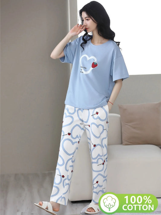 STRAWBERY HEART SKYBLUE - P11 Soft Cotton Bloomstyle
