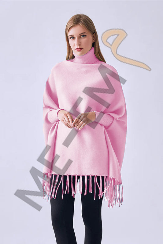 PLAIN PONCHO - PINK PLAIN PONCHO Bloomstyle