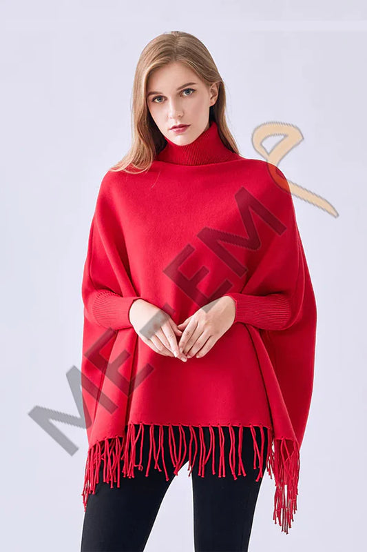 PLAIN PONCHO - RED PLAIN PONCHO Bloomstyle