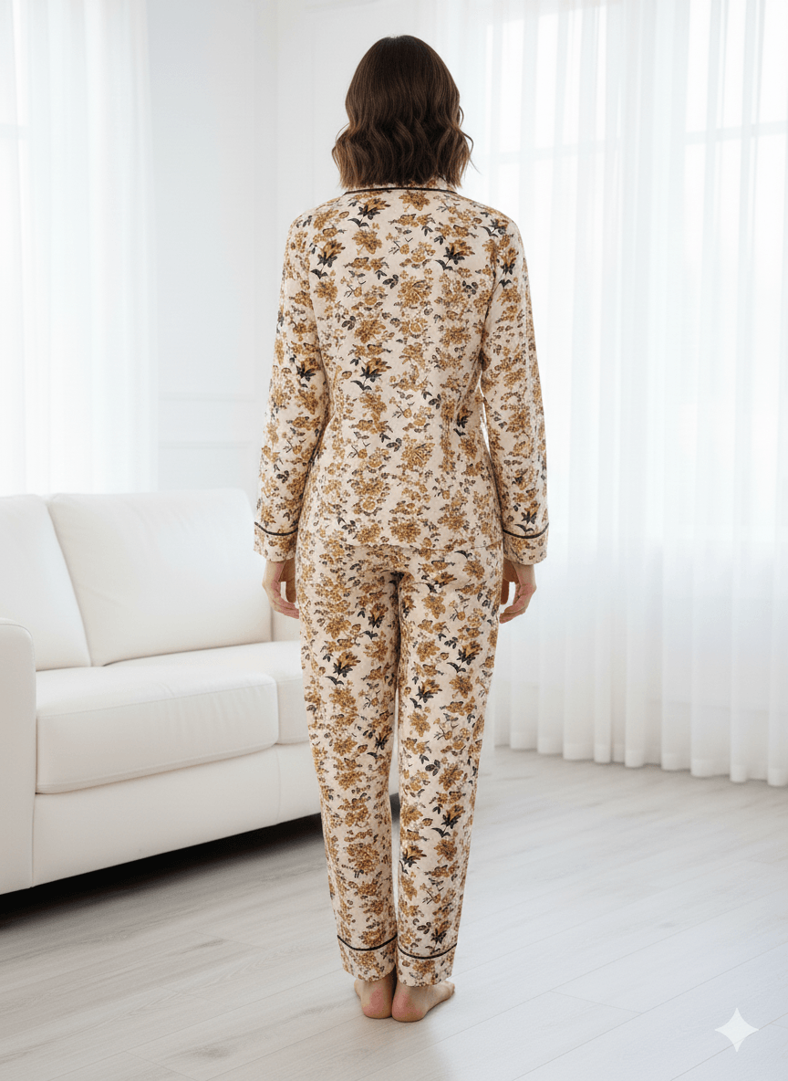 Digital Printed Button Down Night Suit - PNS-014