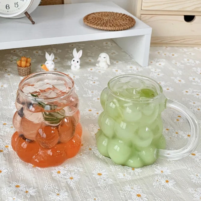 Bubble Textured Glass Mug with Handle