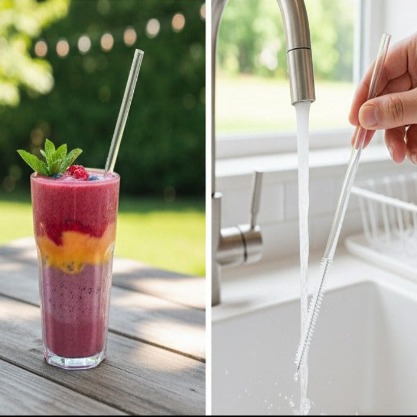 SipEase Reusable Straws (Pack of 6) with Cleaning Brush