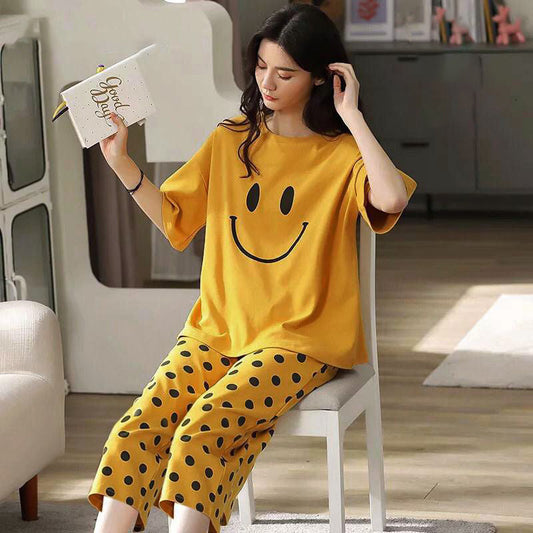 SMILEY POLKA DOT PRINTED NIGHT SUIT Soft Cotton Bloomstyle