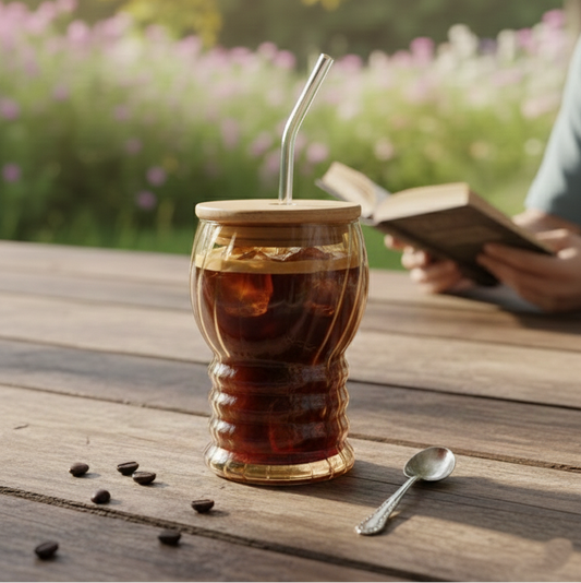 SipNSeal Ribbed Glass Tumbler