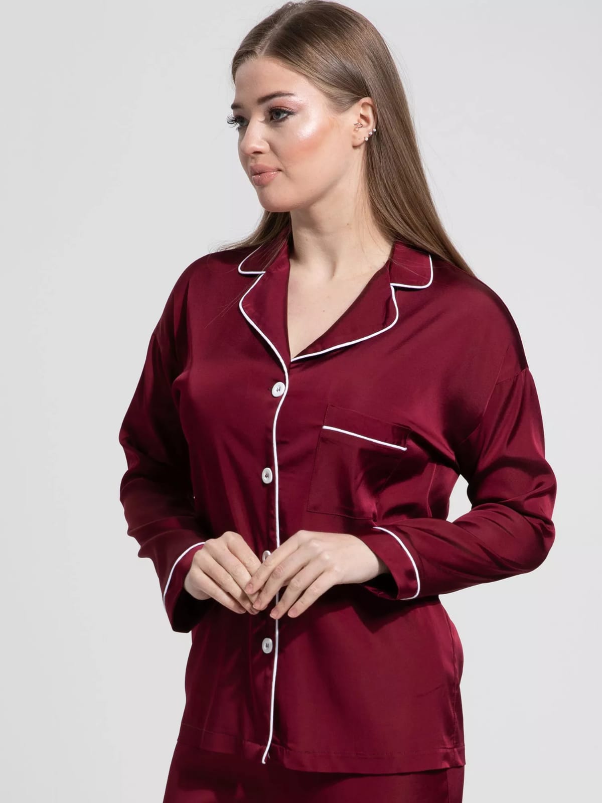 PLAIN SILK - MEHROON Plain Silk Bloomstyle