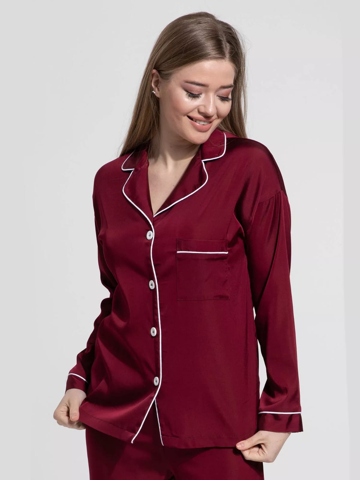 PLAIN SILK - MEHROON Plain Silk Bloomstyle