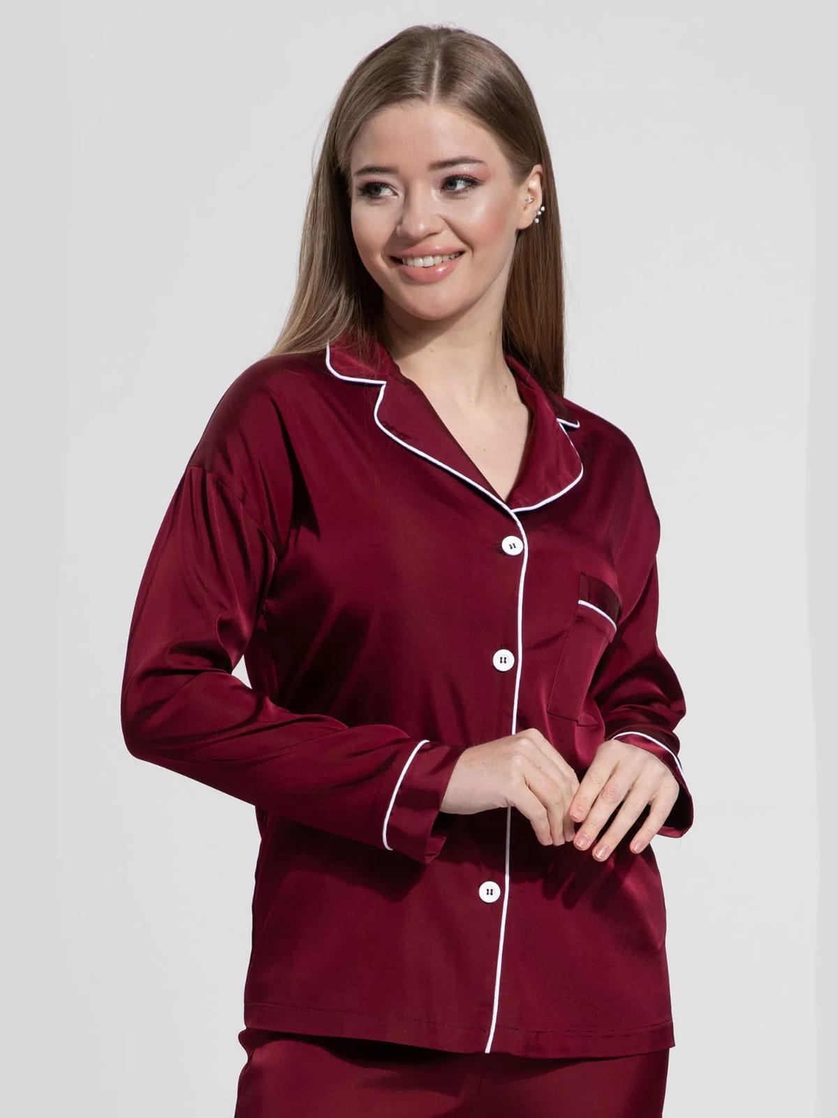 PLAIN SILK - MEHROON Plain Silk Bloomstyle