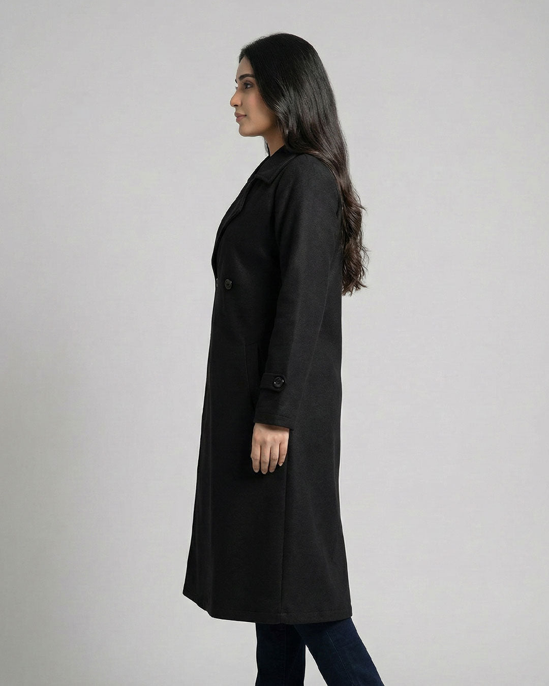 Women’s Black Long Fleece Winter Coat