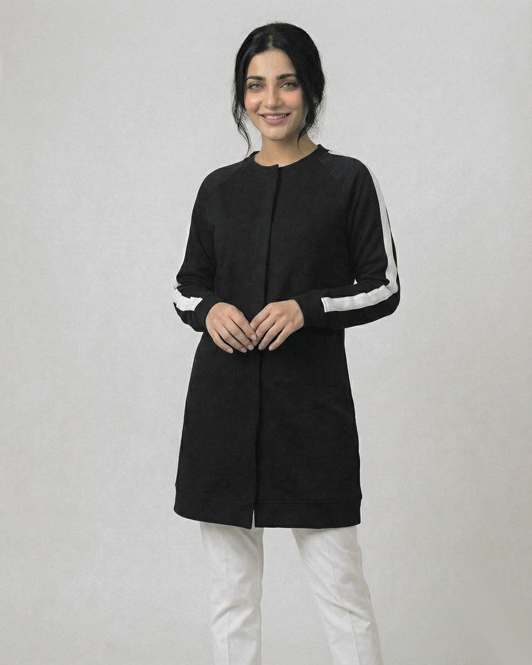 Black Western Stripe Long Sleeve Cardigan