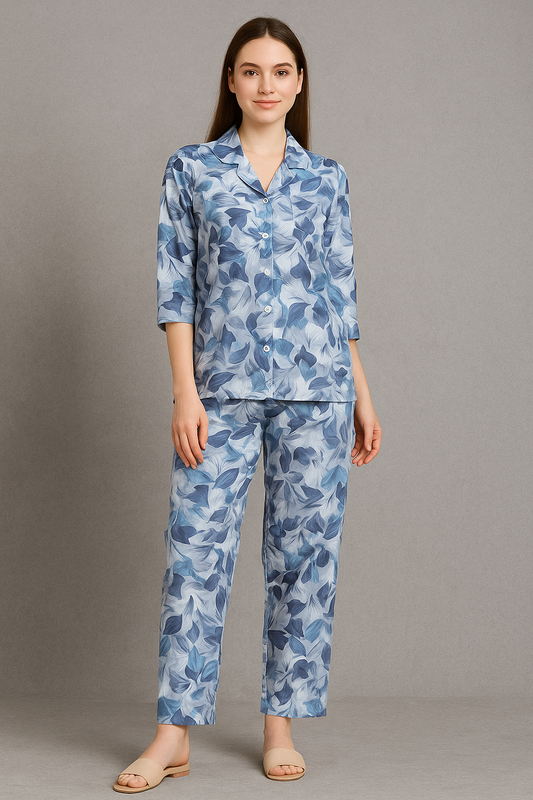 Printed Button Down Night Suit - PNS-003 Printed Button Down Bloomstyle