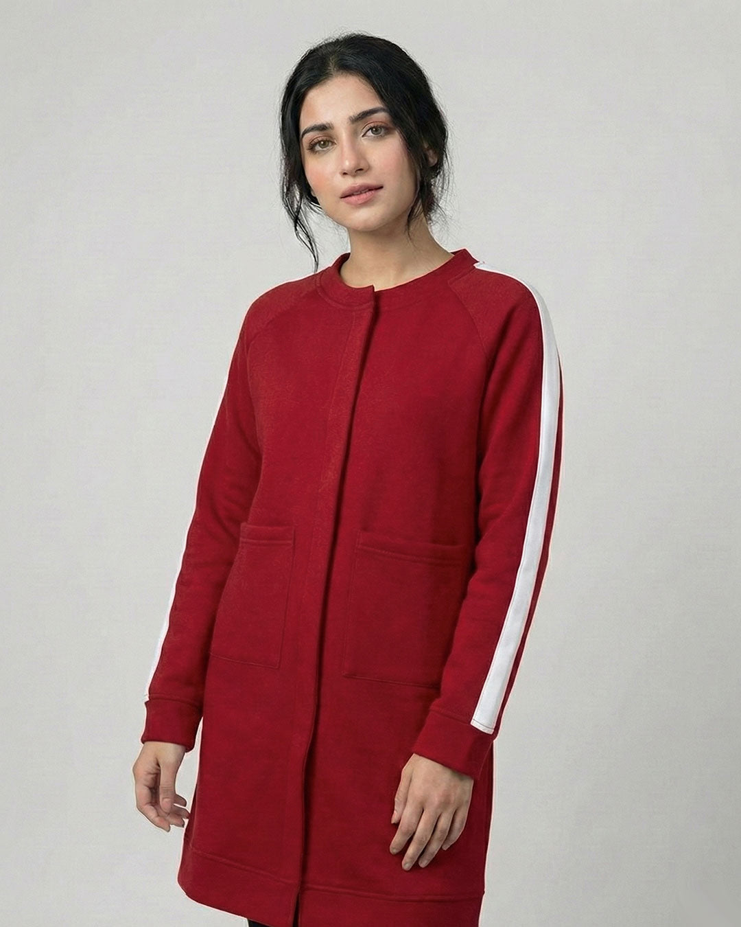 Red Western Stripe Long Sleeve Cardigan