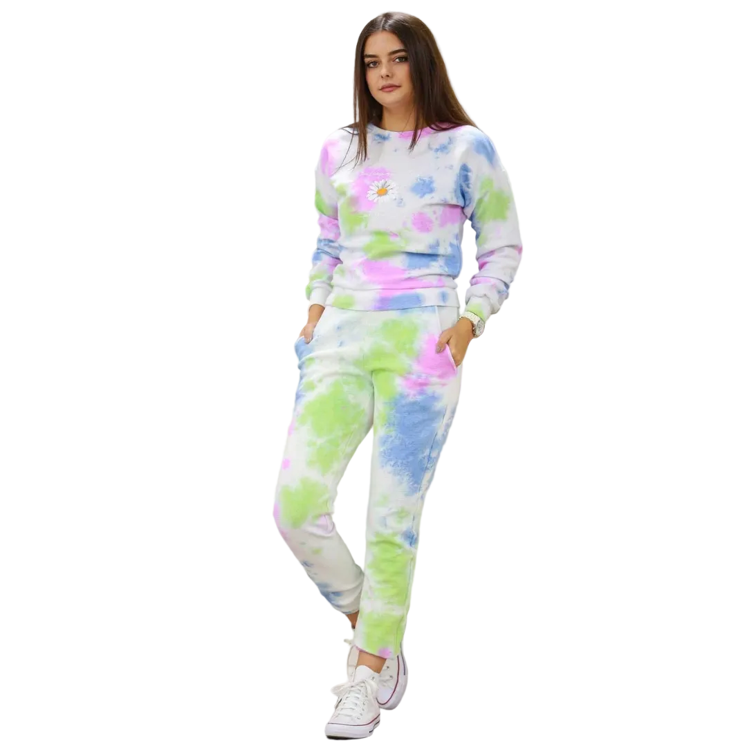 White Tie Dye Loungewear Set
