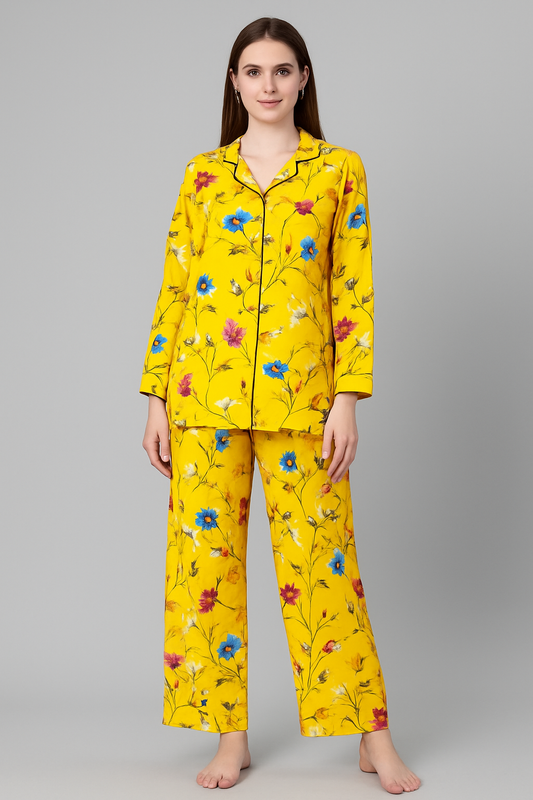 Printed Button Down Night Suit - PNS-004 Printed Button Down Bloomstyle