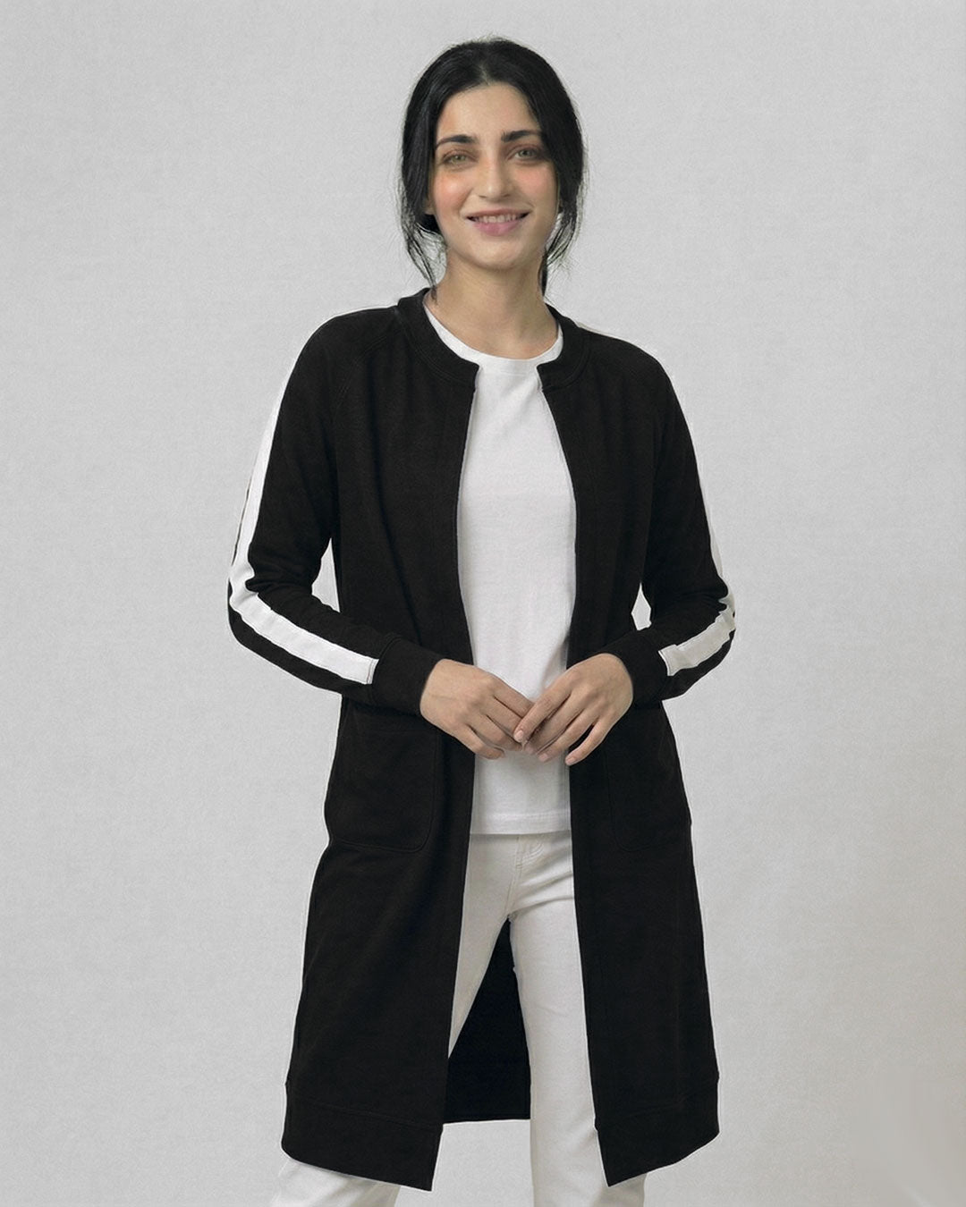 Black Western Stripe Long Sleeve Cardigan