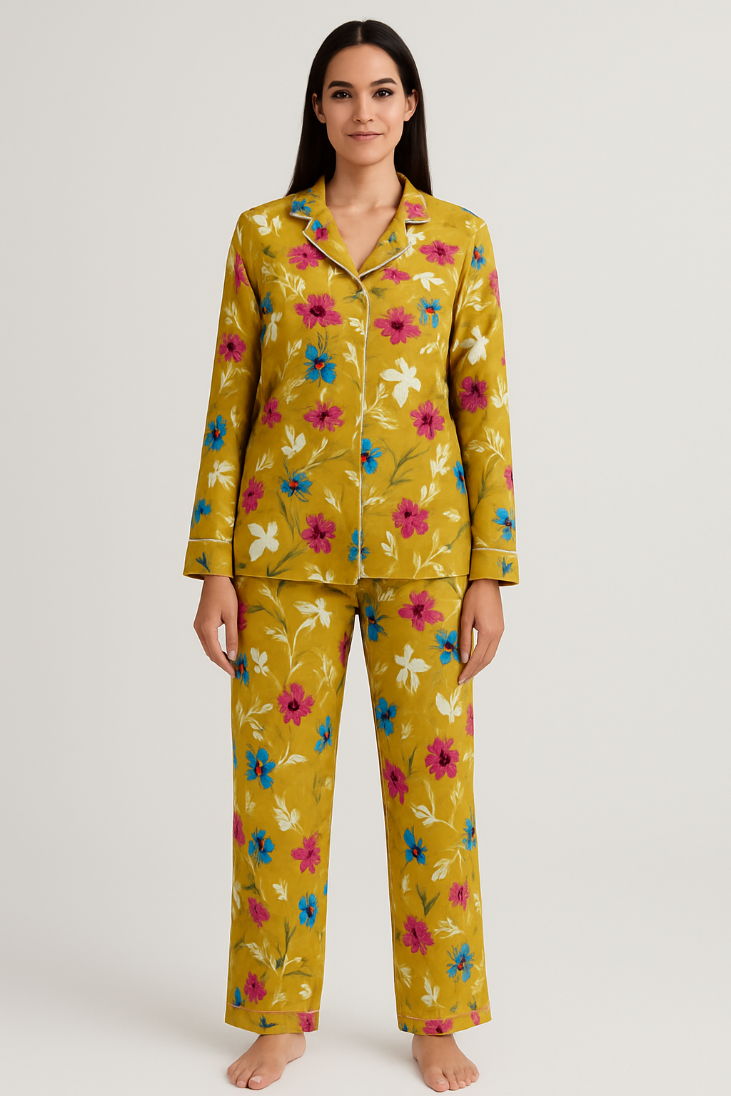Printed Button Down Night Suit - PNS-009 Printed Button Down Bloomstyle