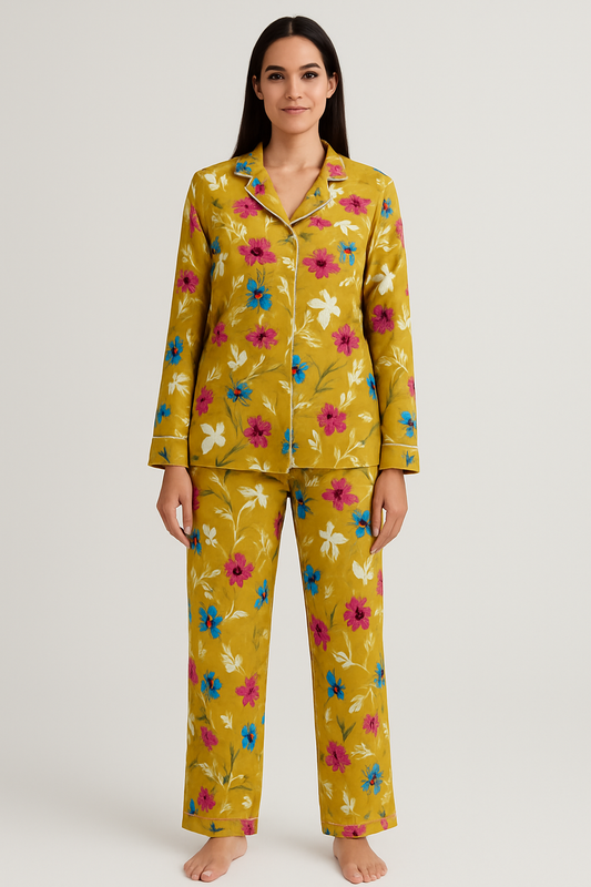 Printed Button Down Night Suit - PNS-009 Printed Button Down Bloomstyle