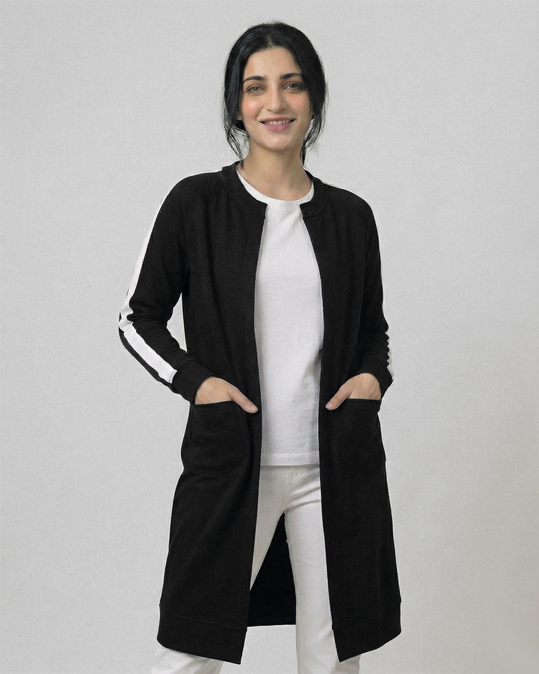Black Western Stripe Long Sleeve Cardigan