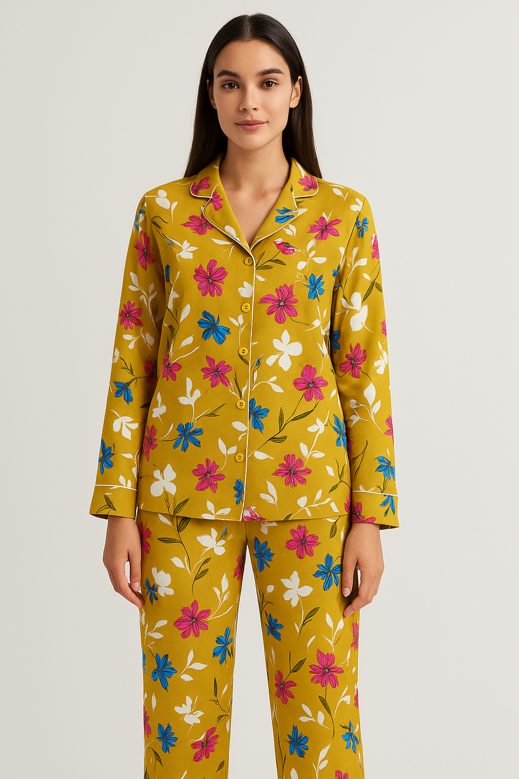 Printed Button Down Night Suit - PNS-009 Printed Button Down Bloomstyle
