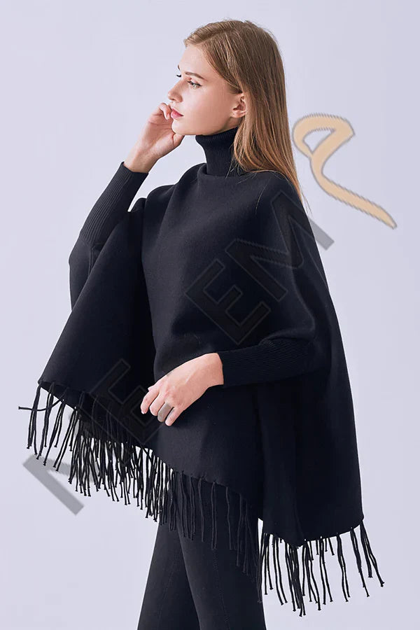 PLAIN PONCHO - BLACK PLAIN PONCHO Bloomstyle