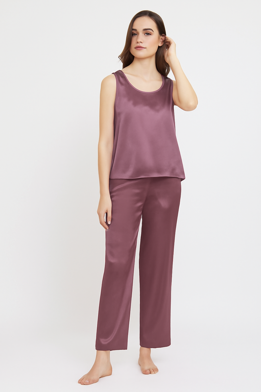 SILK TOP & PAJAMA SET - PINK Silk Top & Pajama Bloomstyle