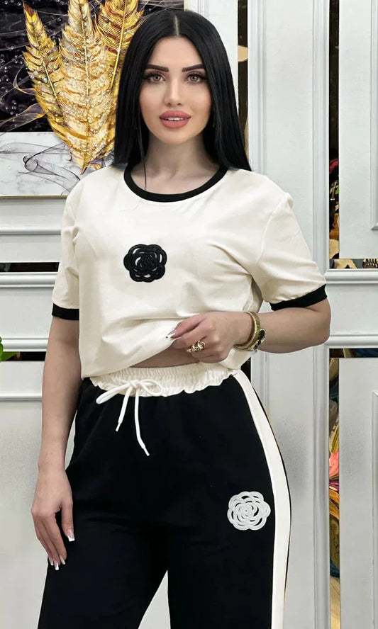 SOFT COTTON TRACKSUIT - WHITE FLOWER Soft Cotton Bloomstyle