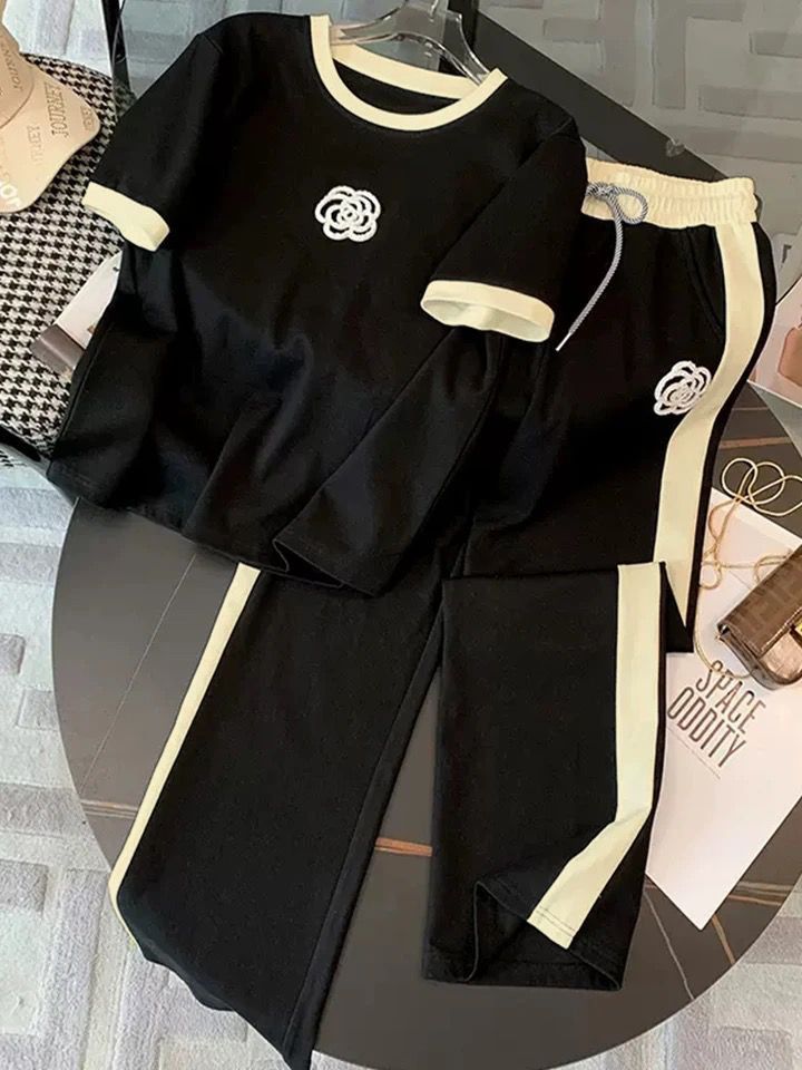 FLOWER PRINTED TRACKSUIT - BLACK Track Suit Bloomstyle