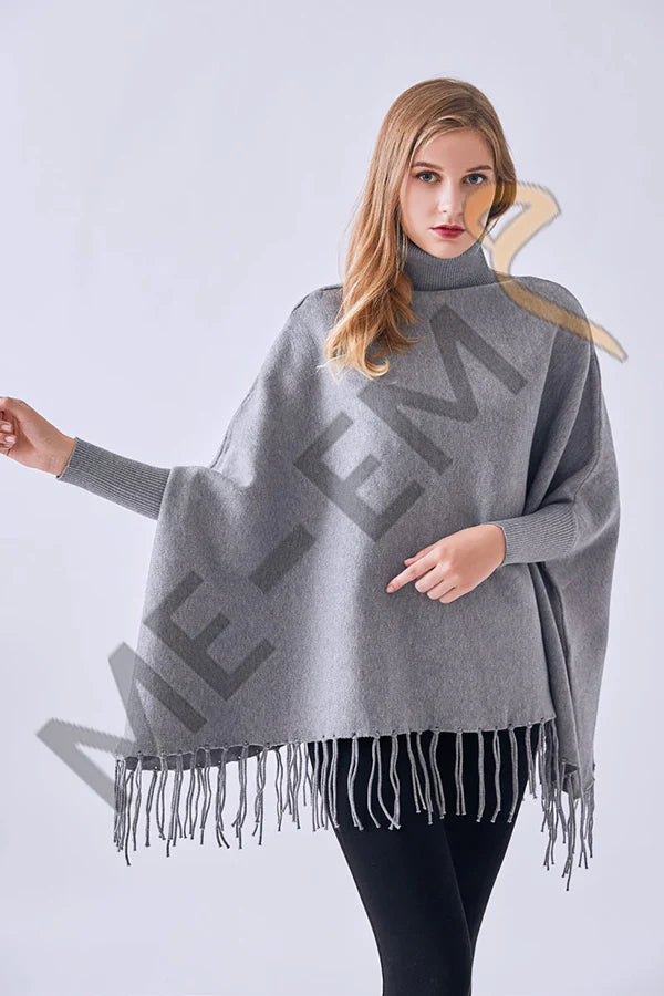PLAIN PONCHO - GREY PLAIN PONCHO Bloomstyle