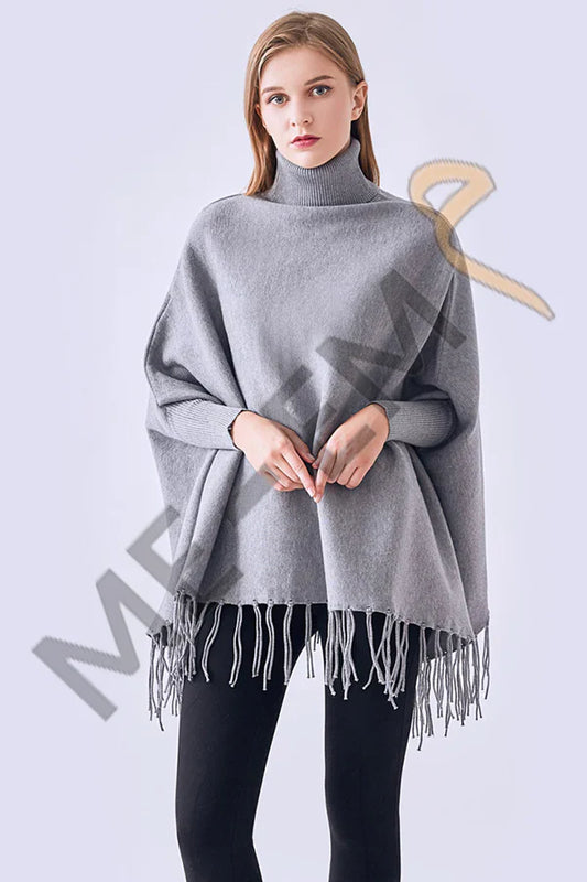 PLAIN PONCHO - GREY PLAIN PONCHO Bloomstyle