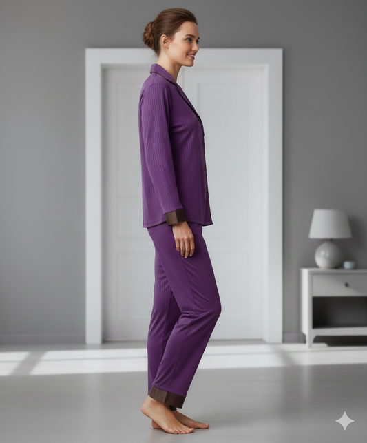 Digital Printed Button Down Night Suit - PNS-022