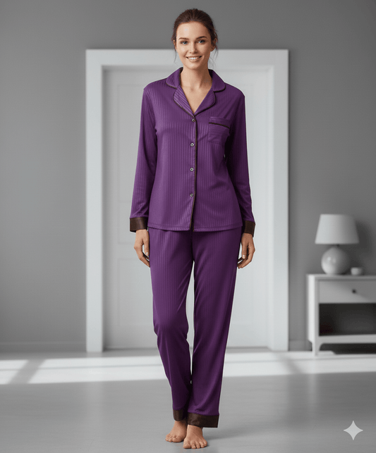 Digital Printed Button Down Night Suit - PNS-022