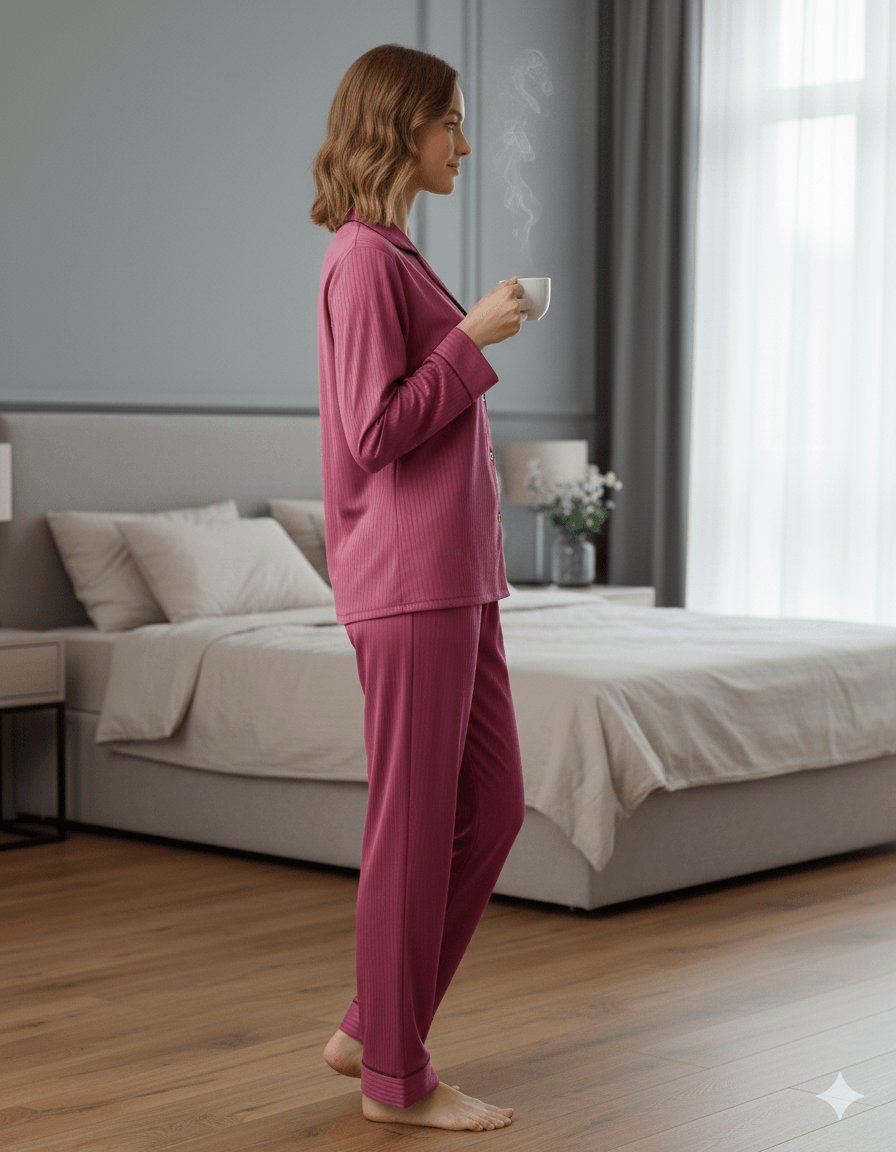 Digital Printed Button Down Night Suit - PNS-023