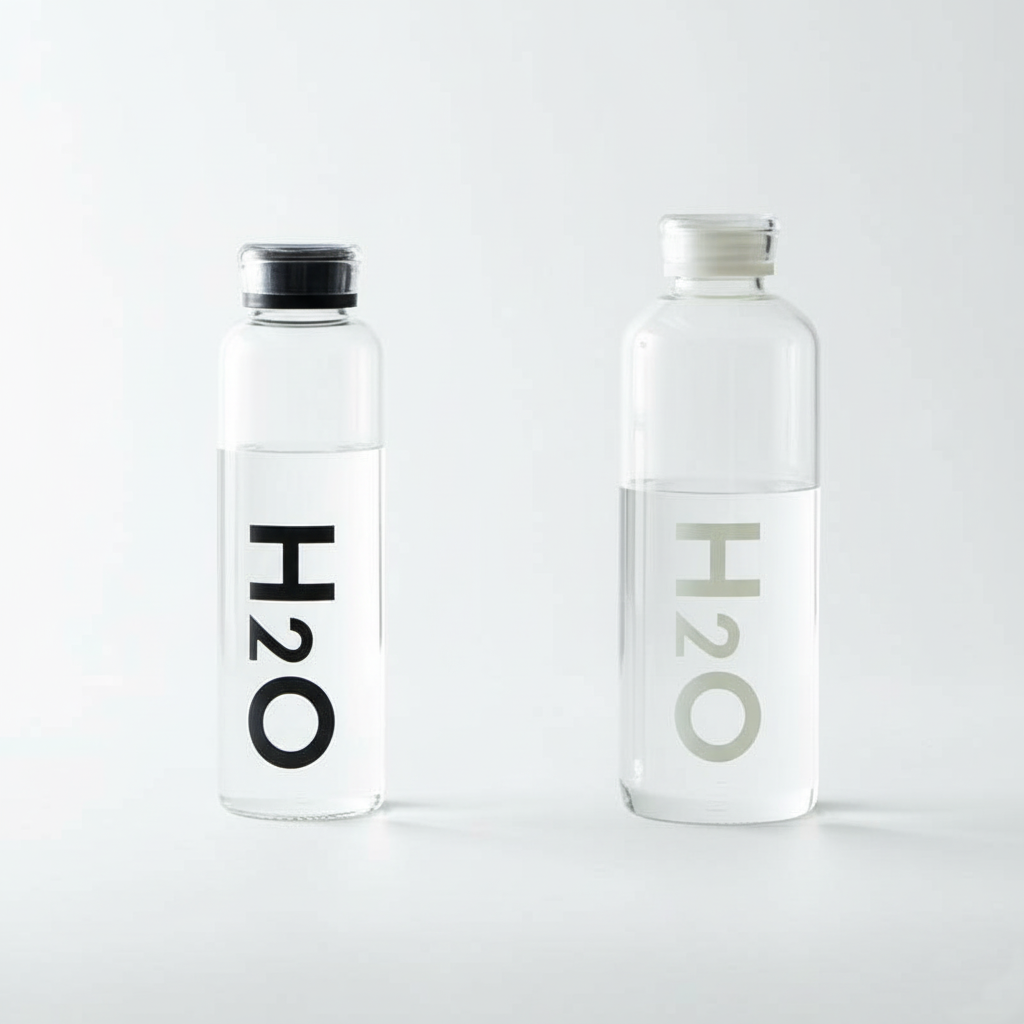 H2O LumiVac Glass Water Bottle with Vacuum Lid
