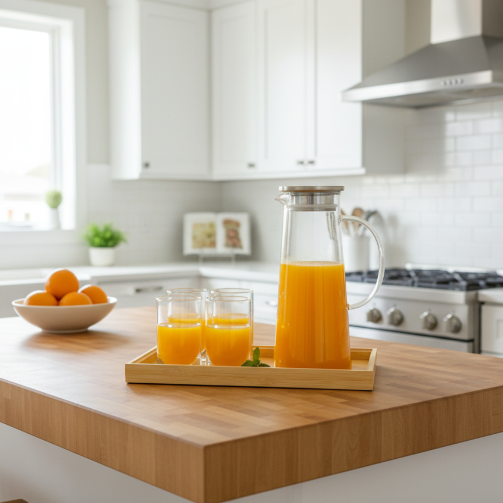 Echou 8-Pieces Pitcher & Glass Set with Bamboo Tray