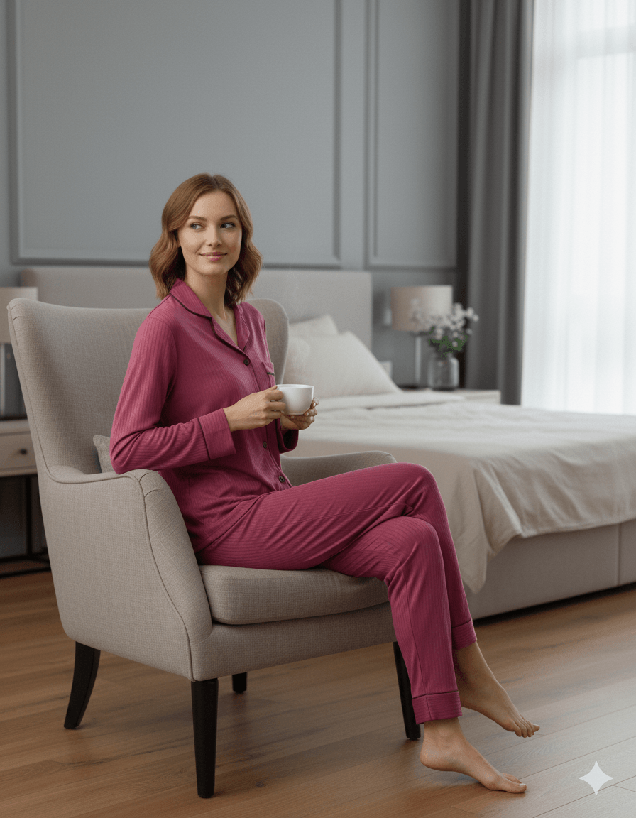 Digital Printed Button Down Night Suit - PNS-023