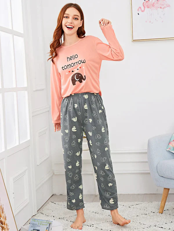 HN-HELLO TOMORROW PRINTED NIGHT SUIT Soft Cotton Bloomstyle