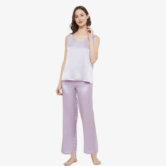 SILK TOP & PAJAMA SET - LAVENDER Silk Top & Pajama Bloomstyle