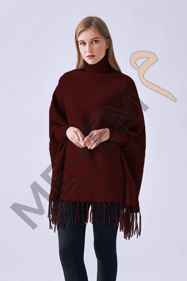 PLAIN PONCHO - MAROON PLAIN PONCHO Bloomstyle