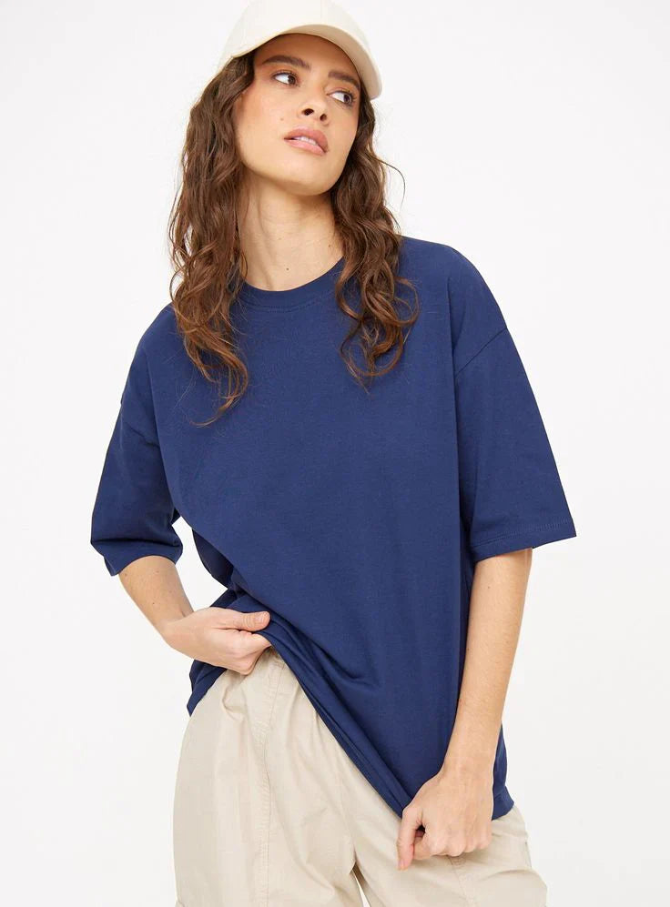 DROP SHOULDER T-SHIRT - NAVYBLUE Women T-Shirts Bloomstyle