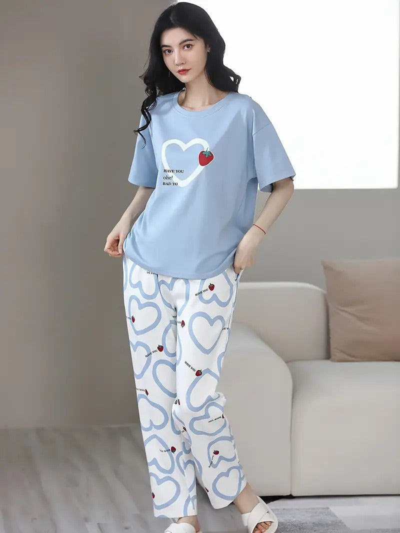 STRAWBERY HEART SKYBLUE - P11 Soft Cotton Bloomstyle