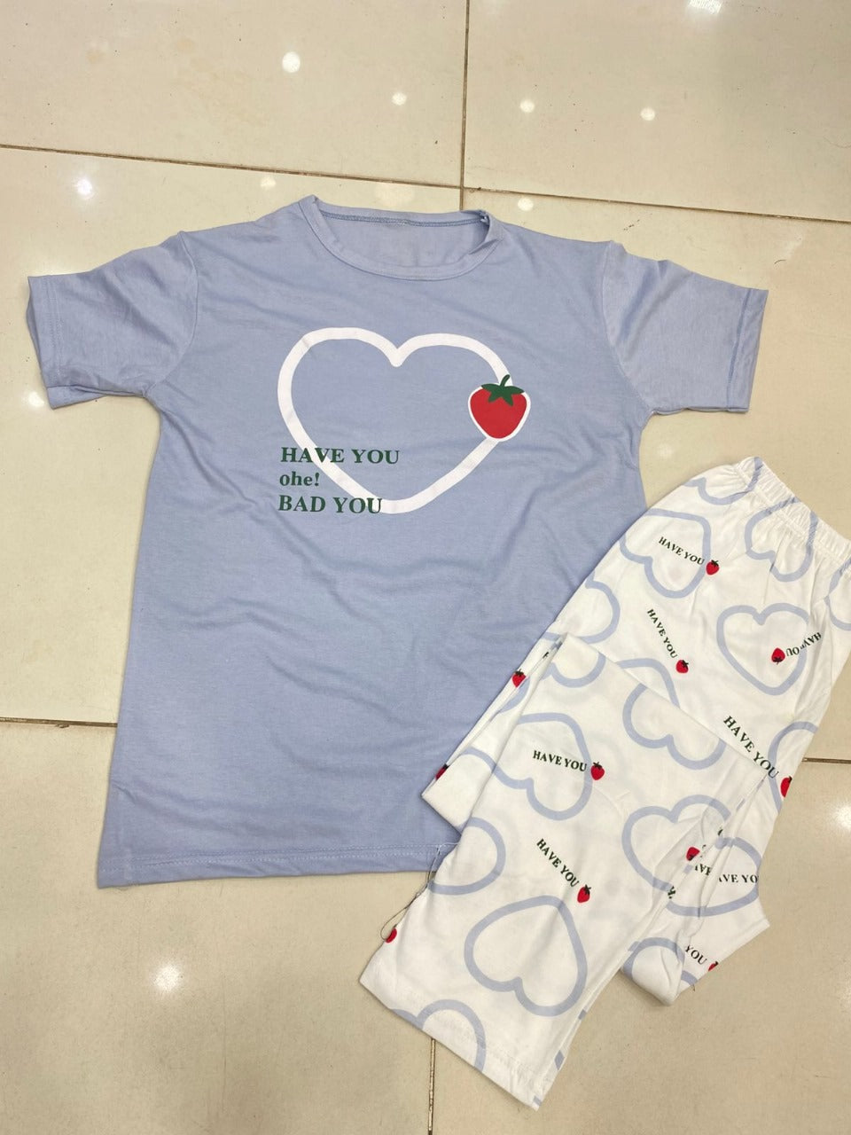 STRAWBERY HEART SKYBLUE - P11 Soft Cotton Bloomstyle