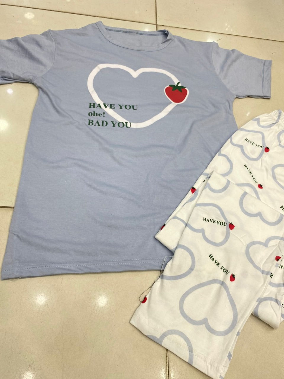 STRAWBERY HEART SKYBLUE - P11 Soft Cotton Bloomstyle