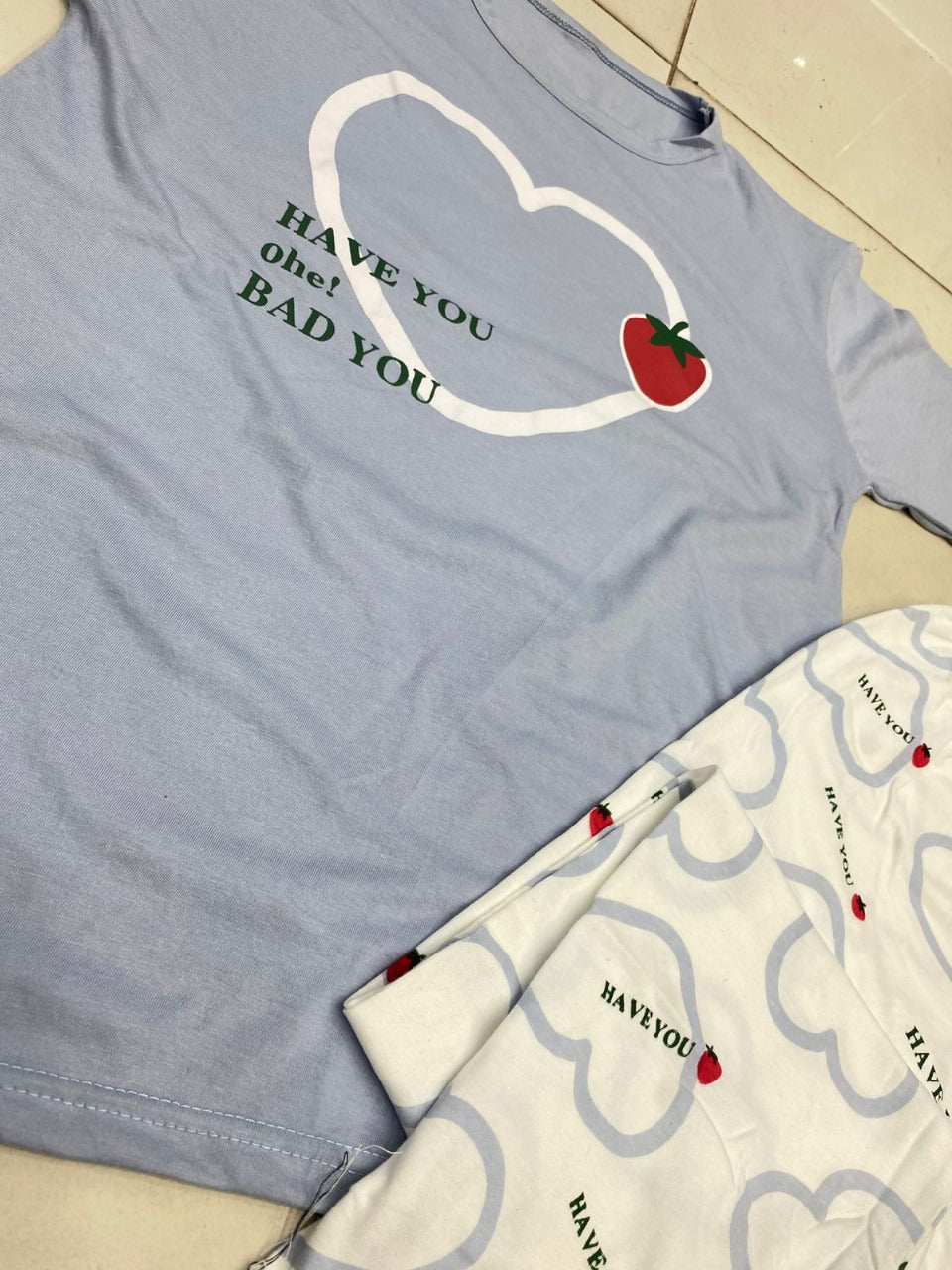 STRAWBERY HEART SKYBLUE - P11 Soft Cotton Bloomstyle