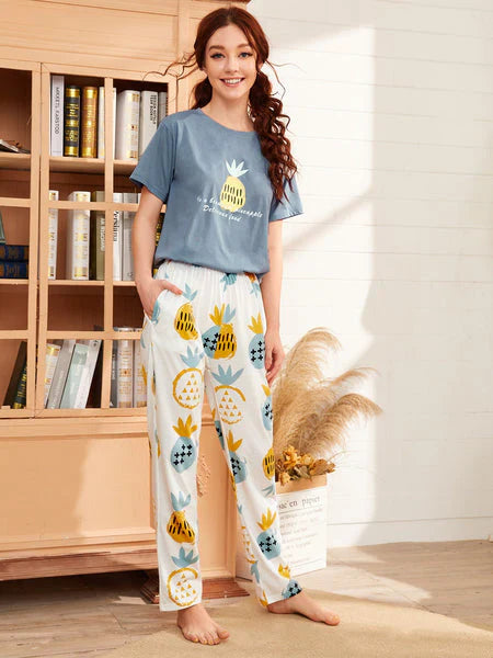 HN-PINEAPPLE PRINTED NIGHT SUIT Soft Cotton Bloomstyle
